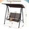 Costway 2-Seat Patio Swing Porch Swing with Adjustable Canopy for Garden Black/Dark Brown
